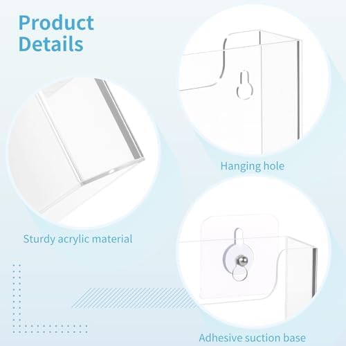 OMISTAR 4 PCS Post Card Holder Display Stand, 6.5 x 4 Inch Clear Acrylic Wall Mount Postcard Holder with Adhesive Suction Base, Mail Holder Box for Index Organizer Desk Table Home Office (4PCS) - Image 3