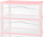 Sterilite 3 Pack Wide 3 Drawer Storage Cart, Rolling Organization, Pink - Image 5