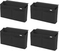 4 Pack Desk Side Hanging Organizer, Adhesive Storage Bag with Pockets for Magazine Ipad Notebook, for End Tables Home Office Desks Computer Workstations Dressing Table, Black by Joyytuu
