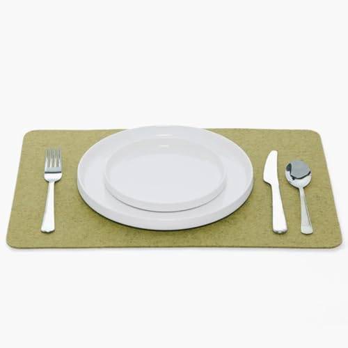 Graf Lantz - Merino Wool Rectangle Placemat - Sage (12" H x 18" W) - 3mm Merino Wool Felt Table Mat - Moisture Wicking - Odor, Stain, Heat & Dirt Resistant - Luxury Home Decor - Made in the USA by GrafLantz