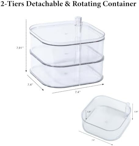 Large Cord Organizer Box with Lid, Clear, 2-Tiers, Rotating - Image 2