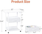 Printer Stand, 3-Tier Printer Table with Fabric Drawer, File Cabinet with Wheels for Home Office Fax Machine Scanner, White - Image 4