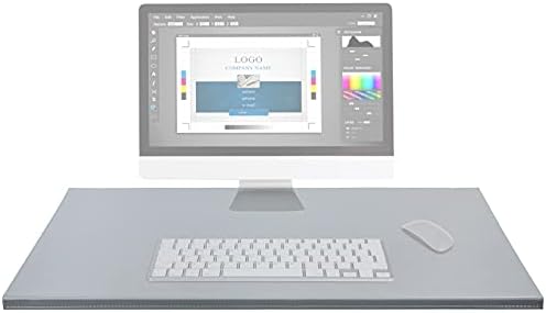 AKOZLIN 35.4"x 18.9" Soft PU Leather Surface Office Desk Mouse Mat Anti-Push Pad with Full Grip Fixation Lip Table Blotter Edge-Locked Protector Grey - Image 7