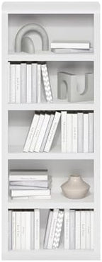 Furinno Rail 5-Tier Book Shelf with Open Shelf, White - Image 5