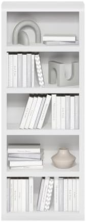 Furinno Rail 5-Tier Book Shelf with Open Shelf, White - Image 5