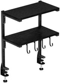 Clamp-on Desk Shelf, 13 inch Above or Below Desk 2-Tier Shelving, Adjustable Metal Storage Tray for Gaming Devices or Office Desk Accessories and More, Black, Patent Pending by AUATRONNE