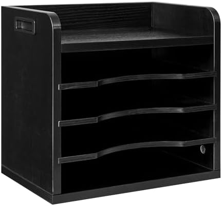 YMYNY Desktop File Organizer with Handle, Document Letter Mail Tray Sorter with 3 Adjustable Shelves, 5 Tiers Paper Holder for School Home Office Desk,Black,13.4 * 12.4 * 9.06" UHBC006B - Image 3