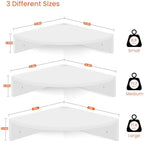 Homode Floating Corner Shelves, Set of 3 Wood Corner Wall Shelves with Wire Hole, 12 Inch Deep Hanging Corner Display Shelf for Living Room, Kitchen, Bedroom, White - Image 3