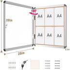 Mifuro 28"x26" Enclosed Bulletin Board, Lockable Weather-Resistant Aluminum Cork Noticeboard for School & Office, Silver Frame w/Cork - Image 5