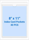 40 PCS Clear Self Adhesive Plastic Label Pockets, Top Loading Business & Library Index Card Holders, Peel and Stick Sleeves for Storage Bins, Totes, Binders and Drawers (8 x 11 Inch) by Kvatr-X
