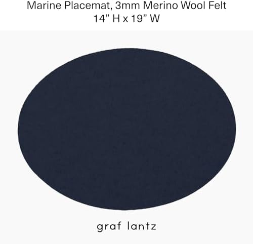 Graf Lantz - Merino Wool Oval Placemat - Marine (14" H x 19" W) - 3mm Merino Wool Felt Table Mat - Moisture Wicking - Odor, Stain, Heat & Dirt Resistant - Luxury Home Decor - Made in the USA - Image 4
