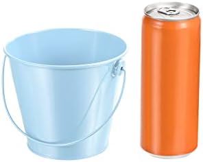 PATIKIL 4.7 Inch Colored Metal Buckets, 4 Pack Pencil Holder Buckets Round Metal Planter Pails Container with Handles for Classroom Crafts, Light Blue - Image 3
