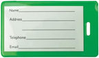 Bulk 100 Pack - Backpack ID Luggage Tags for Student Identification Cards - School Name Badge Holder for Backpacks - Business Card Size - Sturdy Plastic Suitcase Tag with Clear Window (Green) - Image 5