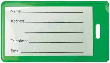 Bulk 100 Pack - Backpack ID Luggage Tags for Student Identification Cards - School Name Badge Holder for Backpacks - Business Card Size - Sturdy Plastic Suitcase Tag with Clear Window (Green) - Image 5