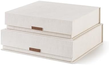 Soul & Lane - Letter Keepsake Storage Box, Magnetic Lid, Set of 2, Beige by SoulLane