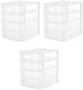 Gracious Living 4 Drawer Desktop & Countertop Organizer w/Organization Lid for Craft Storage, Office Supplies & School Supplies, White/Clear (3 Pack) by GraciousLiving
