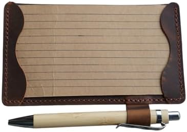 Genuine Leather Note Index Card Holder Slim Pocket Sleeve 3 x 5 Cover for Travel Sleeve 3" x 5" (12.7cm x 7.6cm) Vertical Note Card Case Weatherproof 05 (Brown, 3 x 5) - Image 2
