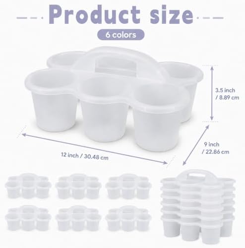 6 Pack Classroom Caddy With Handle for School Supplies, Clear - Image 2