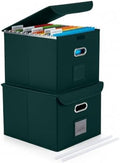 File Organizer Box with Lid (Dark Green, 14.9 x 12.59 x 10.8 inch, 2-Pack) by CADONO