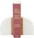 Deco 79 Marble Decorative Bookends 5 lbs Non Skid Bookends with Wood Details, Set of 2 Office Bookends4"W, 5"H, White by Unknown