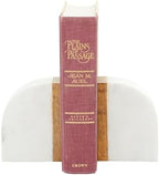 Deco 79 Marble Decorative Bookends 5 lbs Non Skid Bookends with Wood Details, Set of 2 Office Bookends4"W, 5"H, White by Unknown