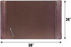DACASSO Leather Desk Pad with Side Rails - Luxury Leather Desk Blotter for Writing - Executive Desk Surface Protector - (Chocolate Brown, 38” x 24”) - Image 3