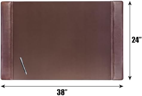DACASSO Leather Desk Pad with Side Rails - Luxury Leather Desk Blotter for Writing - Executive Desk Surface Protector - (Chocolate Brown, 38” x 24”) - Image 3