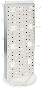 Azar Displays 700508-WHT-4W16 8-Inch W by 20-Inch H Revolving Black Pegboard Counter Display with 16-Pack of 4 inch Locking Hooks, White - Image 2