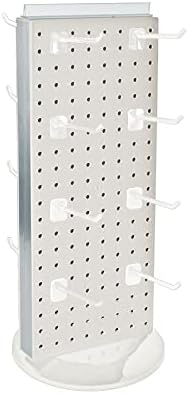 Azar Displays 700508-WHT-4W16 8-Inch W by 20-Inch H Revolving Black Pegboard Counter Display with 16-Pack of 4 inch Locking Hooks, White - Image 2