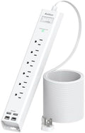 Addtam 10ft Power Strip Surge Protector, 6 Outlets and 4 USB Port (2 USB C) by Addtam