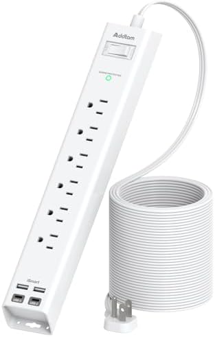Addtam 15ft Power Strip Surge Protector, 6 Outlets and 4 USB Ports(2 USB C) by Addtam