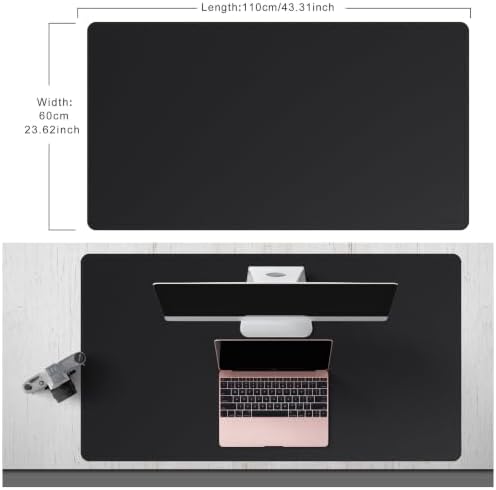 Mydours 43" x 24" XXL Large Desk Mat, PU Leather Full Desk Mouse Pad, Black - Image 2