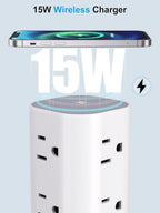 Power Strip Tower with Wireless Charger, Surge Protector with 12 Outlets - Image 4
