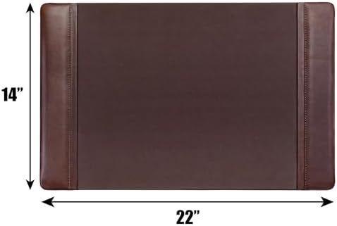 DACASSO Leather Desk Pad with Side Rails - Luxury Leather Desk Blotter for Writing - Executive Desk Surface Protector - (Chocolate Brown, 22” x 14”) - Image 3