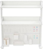 Pegboard Clamp-On Desk Bookshelf, White Desk Organizer Shelf with Adjustable Shelf & Hooks - 44 lbs Capacity, Modern Pegboard Table Display Stand for Office Home Gaming Children's Room, Easy Assemble - Image 5