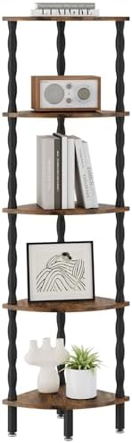IBUYKE 5-Tier Corner Shelf for Small Space,Stylish Corner Bookshelf WBC020H by IBUYKE