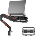 JINRAIKO Laptop Mount for Desk (11.3"-17.3"), 360° Rotating Foldable Laptops Arm Mount with Gas Spring, Heavy Duty Aluminum Adjustable Laptop Stand with Clamp/Grommet (Black) by JINRAIKO
