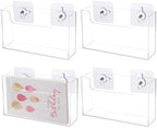 OMISTAR 4 PCS Post Card Holder Display Stand, 6.5 x 4 Inch Clear Acrylic Wall Mount Postcard Holder with Adhesive Suction Base, Mail Holder Box for Index Organizer Desk Table Home Office (4PCS) by OMISTAR