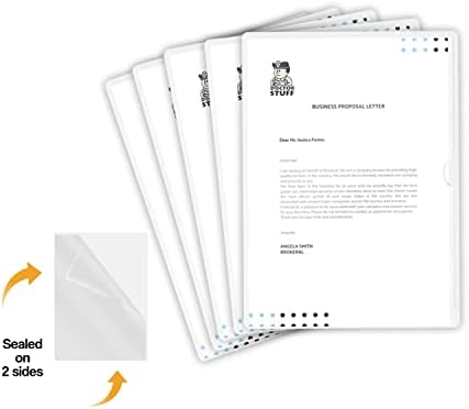 White Vinyl Folders, Heavy Duty Plastic Folders with Clear Front Pocket, Doctor Stuff, Letter Size L-Type Document Holder for Home, Office and Medical, Pack of 100 - Image 2