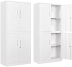 Metal Storage Cabinet with 3 Adjustable Shelves,Garage Storage Cabinet with Lock,White Metal Cabinets with Locking Doors,71" 4 Door Pantry Cabinet,Lockable Cabinets for Home,Office,Garage,Kitchen by SISESOL