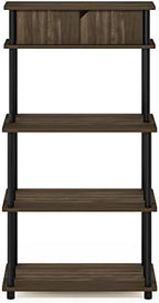 Furinno Turn-N-Tube Toolless Multipurpose Printer Stand Display Storage Shelf with Top Cabinet, Columbia Walnut/Black - Image 4