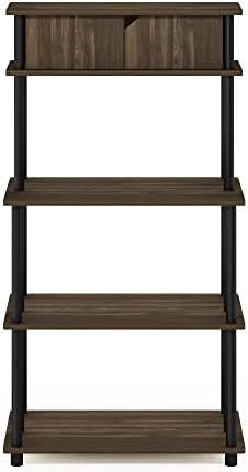 Furinno Turn-N-Tube Toolless Multipurpose Printer Stand Display Storage Shelf with Top Cabinet, Columbia Walnut/Black - Image 4