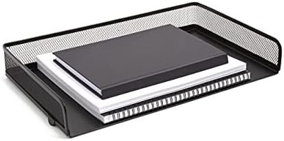 TRU RED Side-Load Stackable Metal Letter Tray, Matte Black, 2-Pack by TRURED