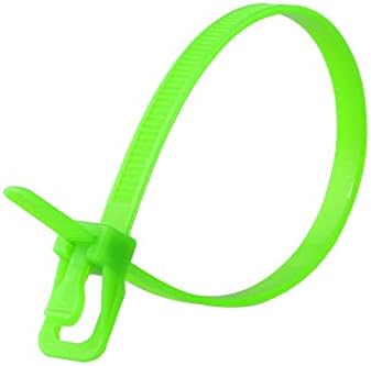 RETYZ 14-Inch Fluorescent Green Reusable Releasable Cable Ties – 100 Pack, 50 lb Strength, Patented Quick-Release, Tool-Free Design for Home, Office, and Light Industrial Use by RETYZ