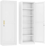 Ckzbx Metal Locker Tall Narrow Storage Cabinet, 67" H Locking Tool File Cabinets Snack Locker Organizer for School Classroom,Bedroom,Gym Home Office,Entryway and Hallway (20" W 1Door White) by Ckzbx