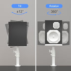 suptek Clamp-on Speaker Stand Desk Mount Set, Height Adjustment, Tilt, Swivel, 9.6 x 8.8 inch Trays, Universal Audio Holders for Computer and Bookshelf Speakers, Elevated Sound, 2 Pack, White, SDM001W - Image 2