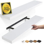 BAYKA White Floating Shelves 22.5in, Set of 2, Wall Mounted for Wall Decor by Bayka