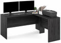 Furinno Roger 60 Inch L-Shaped Office Desk, Executive Desk with Reversible Desk Return, Modesty Panel, Desk Cord Grommet, Scratchproof, for Home Office, Coastal Grey by Furinno-FitsYourSpaceFitsYourBudget