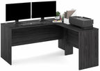 Furinno Roger 60 Inch L-Shaped Office Desk, Executive Desk with Reversible Desk Return, Modesty Panel, Desk Cord Grommet, Scratchproof, for Home Office, Coastal Grey by Furinno-FitsYourSpaceFitsYourBudget