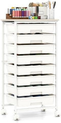 Giantex 8 Drawers Rolling Cart with Wheels, Wood Top, Sturdy Frame by Giantex